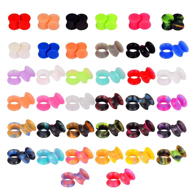 Oyaface 76 Pcs Soft Silicone Ear Tunnels/Plugs Kit Flesh Flexible Earring Gauges Double Flared Earlets Stretchers Expander Piercing Jewelry, 0G(8mm) - Image 2