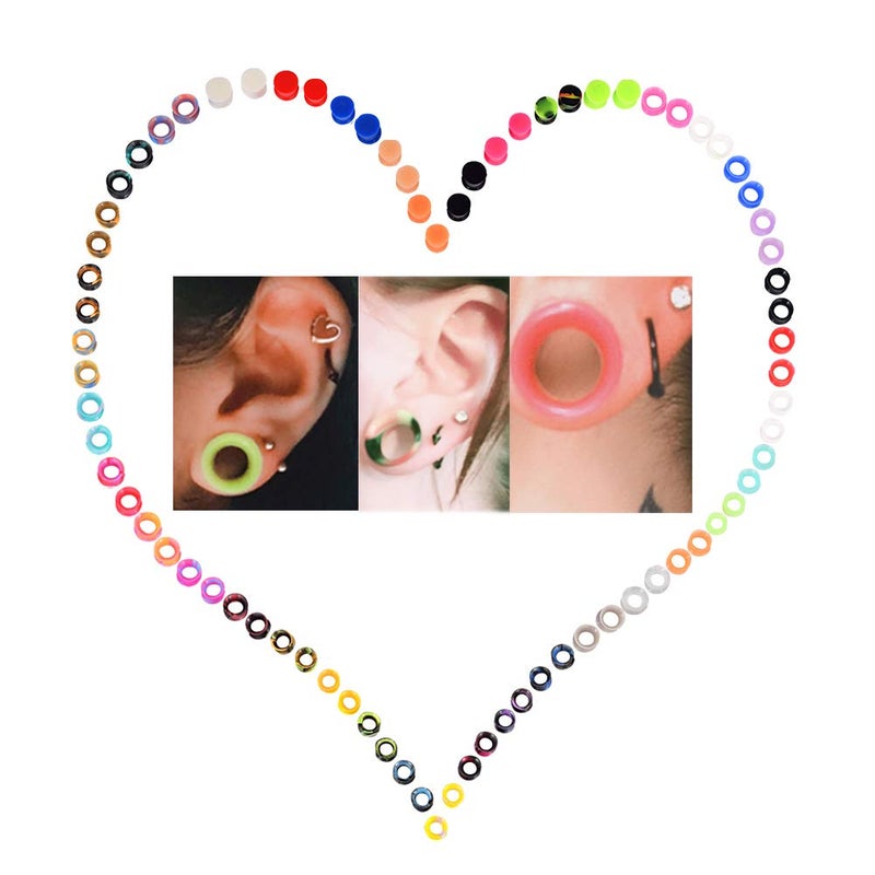 Oyaface 76 Pcs Soft Silicone Ear Tunnels/Plugs Kit Flesh Flexible Earring Gauges Double Flared Earlets Stretchers Expander Piercing Jewelry, 0G(8mm) - Image 3