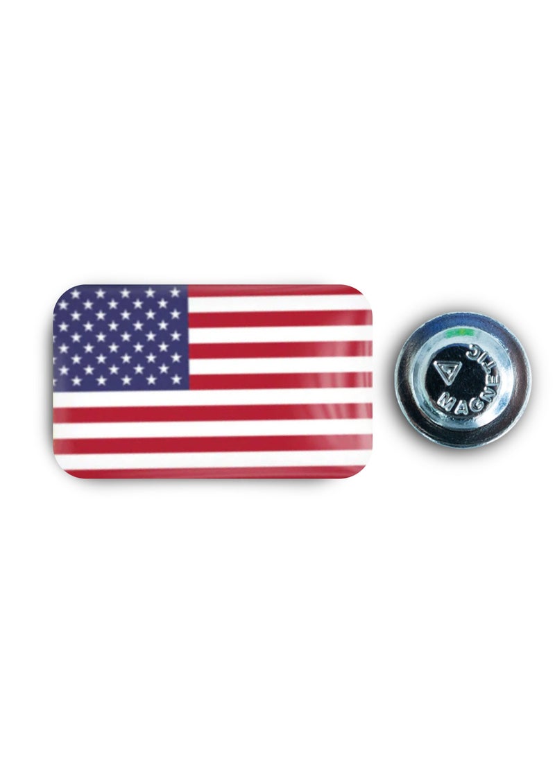 971MEDIA USA ( United State of America ) Flag  - Metal Badge Epoxy Coated with Magnetic Pin that Doesn't Tear Clothes  - Image 1