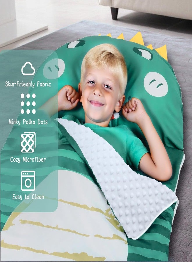Lydaz Kids Dinosaur Sleeping Bag with Pillow, Toddler Boy Nap Mat, Plush Dino Slumber Bag for Boys Daycare Preschool Kindergarten, Sleeping Mat for Travel Sleepover, Birthday Gifts Ages 3-12 Years - Image 5