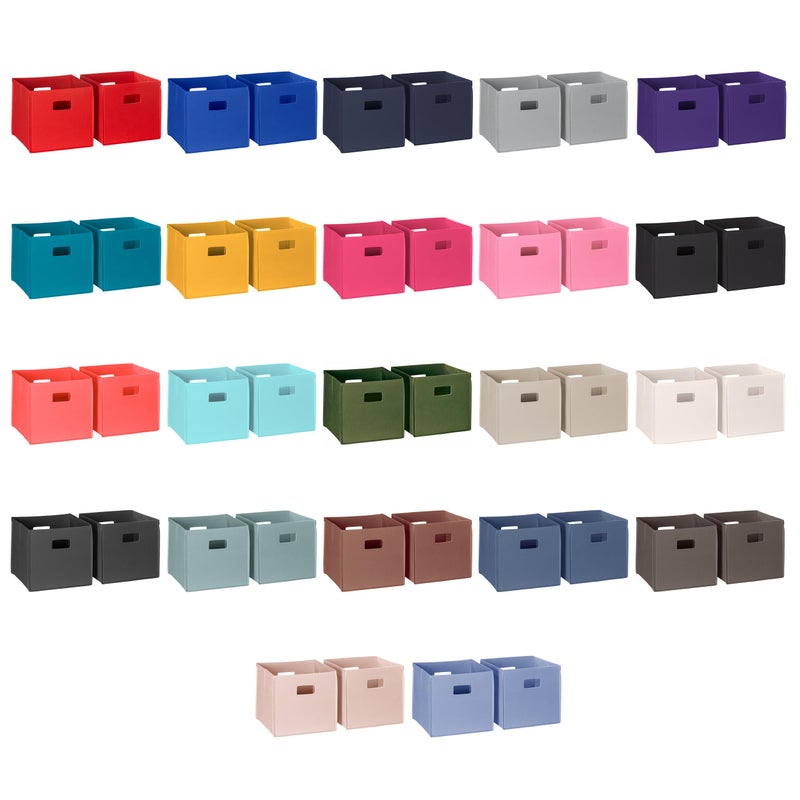 RiverRidge Kids 2pc Fabric Collapsible Storage Cube Organizers with Handles for Playroom Organization - Charcoal Gray - Image 3