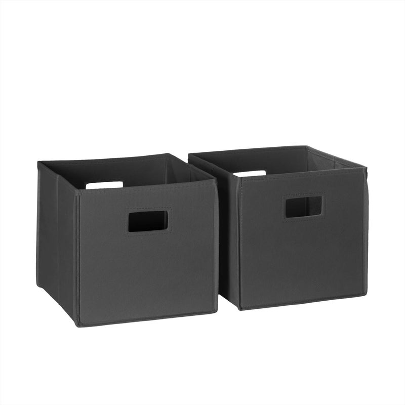 RiverRidge Kids 2pc Fabric Collapsible Storage Cube Organizers with Handles for Playroom Organization - Charcoal Gray - Image 1