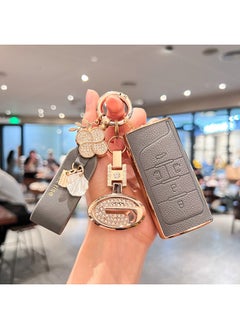 For GAC Chuanqi GS8 Shadow Leopard GS4PLUS/GS3/M6/M8/Gm6/GA8 Car Key Cover High-grade Shell-Color:Trumpchi D Type [elegant Gray] Single Shell + Gold Diamond Label + Hair Ribbon