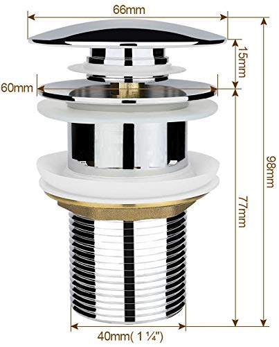 MLD Anti cockroach trap Full Thread Stainless Steel Pop Up Push Up Waste Coupling for Wash Basin Size 3 inchs 32 mm colour Silver (Chrome) Pack of 1 - Image 3