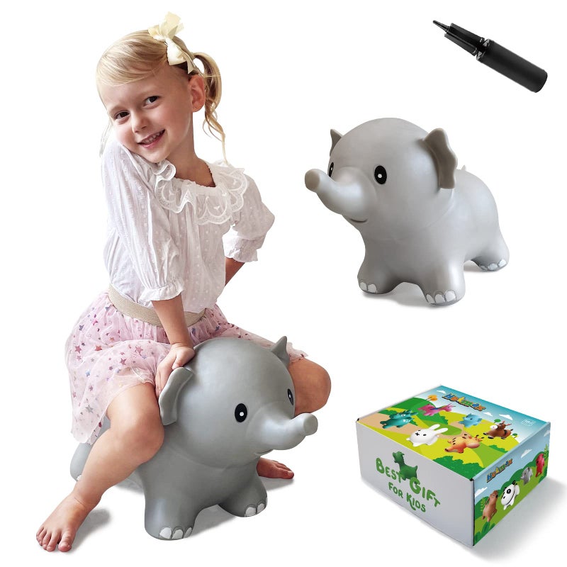 HotMax Bouncy Horse Inflatable Bouncing Animals Hopper for Toddlers or Kids Ride on Rubber Jumping Toys for Boy or Girl Birthday GiftGrey Elephant