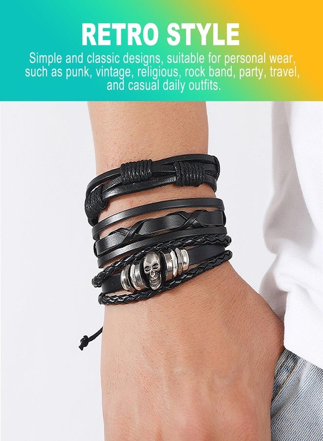 KornaDoz 6 Pack Punk Goth & Emo Bracelets - Adjustable Leather Cuff Wristbands with Studs - Image 5