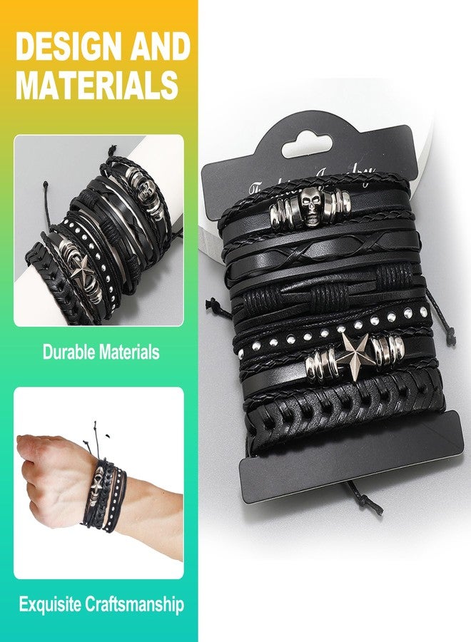 KornaDoz 6 Pack Punk Goth & Emo Bracelets - Adjustable Leather Cuff Wristbands with Studs - Image 3