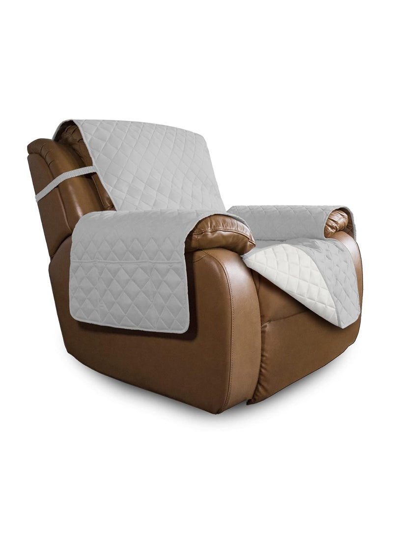 Easy-Going - Easy-Going Oversized Recliner Cover Reversible Couch Cover Sofa Cover for Living Room Water Resistant Furniture Protector with Elastic Straps for Pets Dog (Oversized Recliner, Light Gray/Ivory) - Image 1