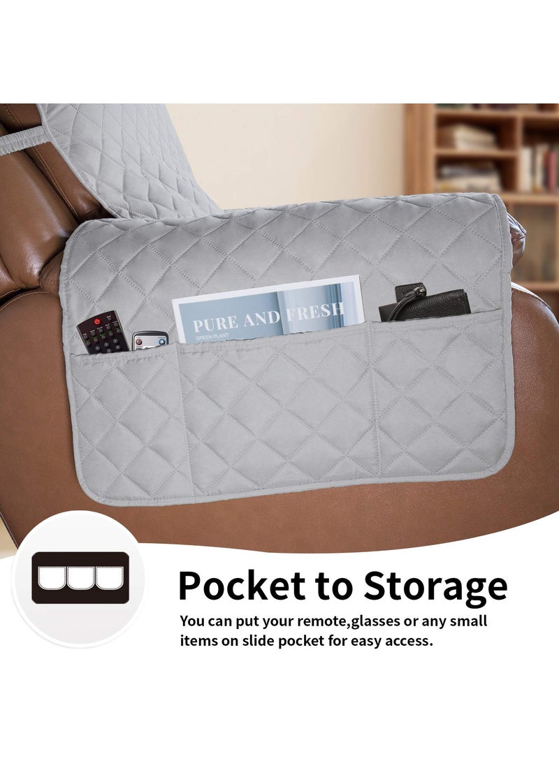 Easy-Going - Easy-Going Oversized Recliner Cover Reversible Couch Cover Sofa Cover for Living Room Water Resistant Furniture Protector with Elastic Straps for Pets Dog (Oversized Recliner, Light Gray/Ivory) - Image 1