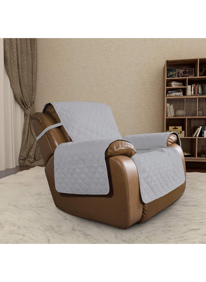 Easy-Going - Easy-Going Oversized Recliner Cover Reversible Couch Cover Sofa Cover for Living Room Water Resistant Furniture Protector with Elastic Straps for Pets Dog (Oversized Recliner, Light Gray/Ivory) - Image 1