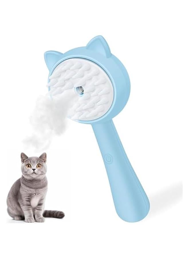 HOOKOR Cat Steam Brush, 3 in 1 Cat Steamy Brush Cleanser, Self Cleaning Slicker Brush, Dog Cat Bunny Pet Grooming Shedding Brush - Easy to Remove Loose Undercoat, Pet Massaging Tool Suitable (Blue) - Image 1