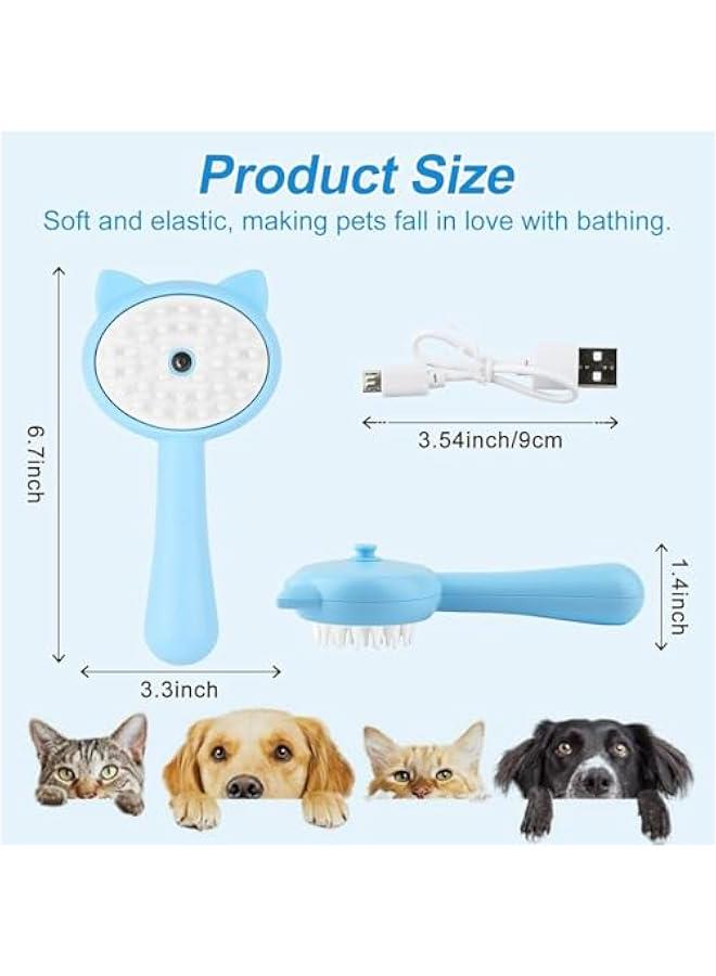 HOOKOR Cat Steam Brush, 3 in 1 Cat Steamy Brush Cleanser, Self Cleaning Slicker Brush, Dog Cat Bunny Pet Grooming Shedding Brush - Easy to Remove Loose Undercoat, Pet Massaging Tool Suitable (Blue) - Image 2
