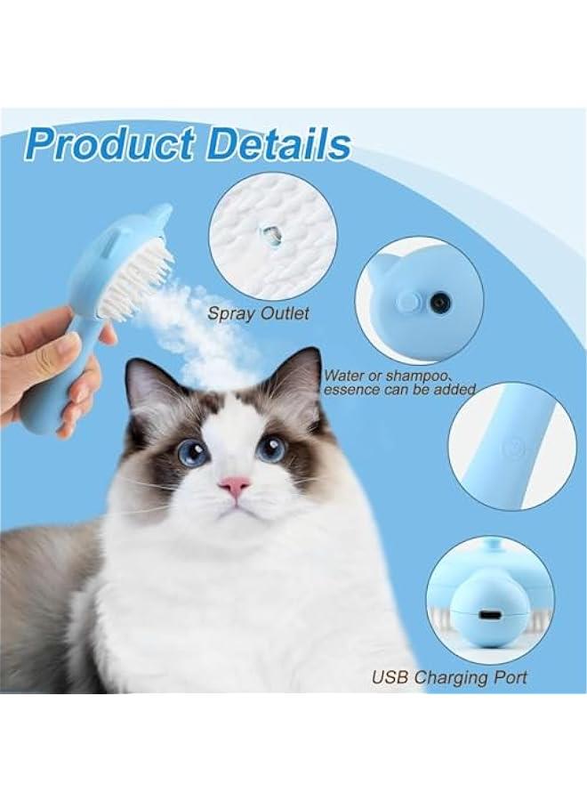 HOOKOR Cat Steam Brush, 3 in 1 Cat Steamy Brush Cleanser, Self Cleaning Slicker Brush, Dog Cat Bunny Pet Grooming Shedding Brush - Easy to Remove Loose Undercoat, Pet Massaging Tool Suitable (Blue) - Image 4