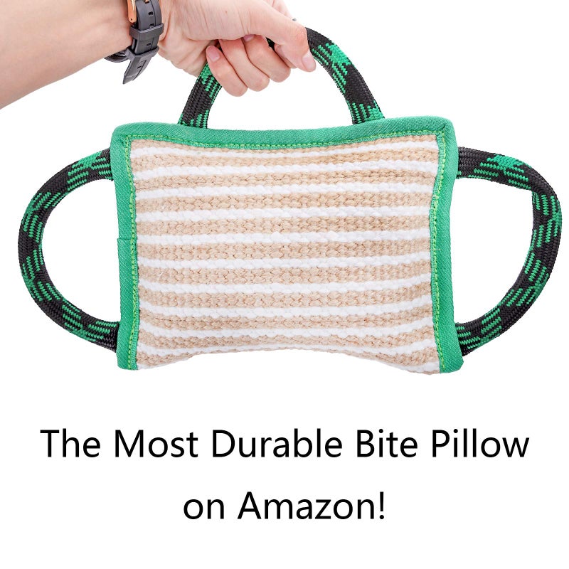 ToLanbbt Dog Toy, Tug of War Jute Bite Pillow (11' x 7.8'), Training Equipment for Medium to Large Dogs, Green - Image 4
