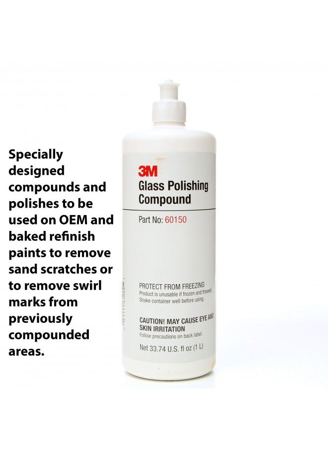 Generic - 3M Glass Polishing Compound With Cerium Oxide Mineral, Defect Repair And Glass Scratch Removal One Step Glass Polish, Permanently Removes Fine Scratches, Swirl Marks, Water Spots, 60150, 1 Liter, 051 - Image 1