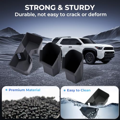 KATORN Cup Holder Inserts for Toyota 4Runner 2026 2025 6th Gen, Interior Accessories Center Console Front & Rear TPE Cup Holders Covers Protector for 2025-2026 4 Runner, Black - Image 5