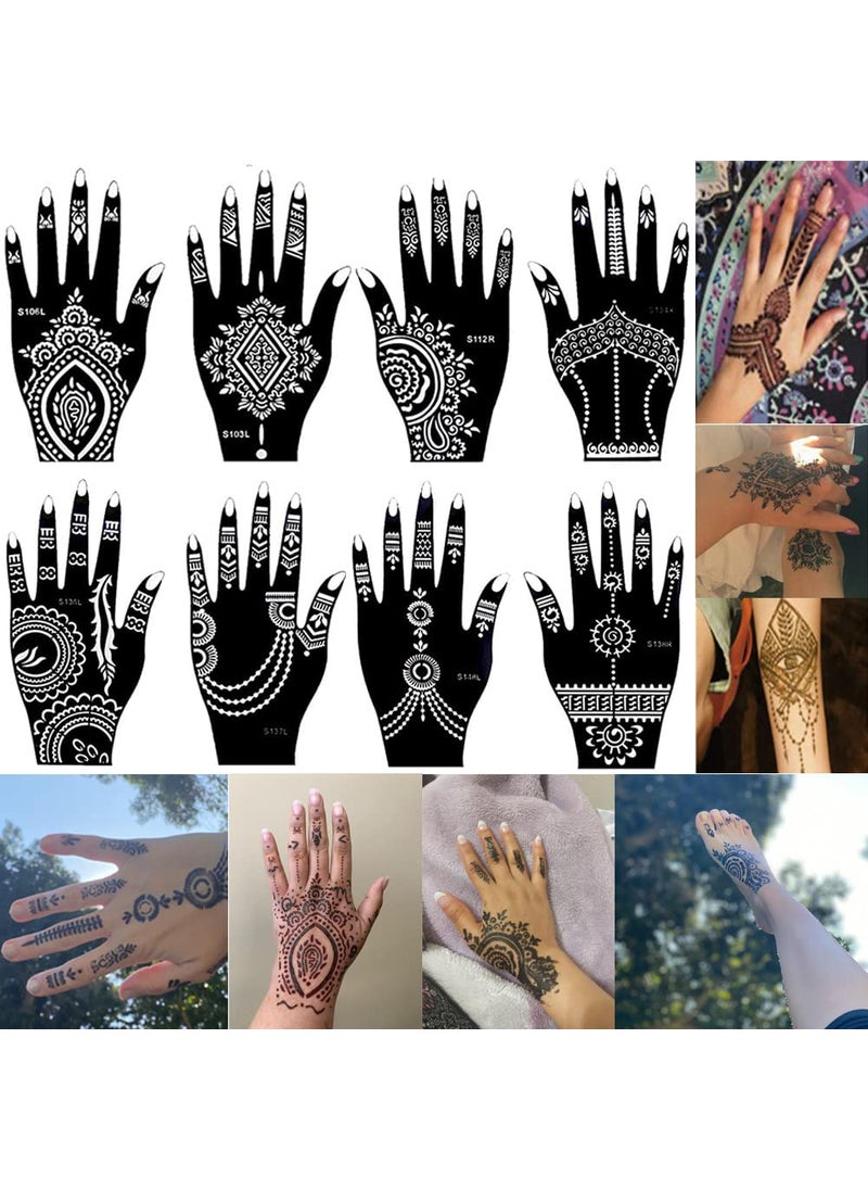 XMASIR - Xmasir 8 Sheets Henna Tattoo Stencil Kit for Women Girls Hand Finger Body Paint Temporary Tattoo Templates 7.8'' X 4'' - Image 1