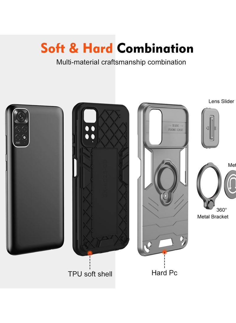 GOLDEN MASK GOLDEN MASK For Xiaomi Redmi Note 11 Pro/Note 11 Pro 5G Armored Window Bracket Camera Shield Cover Camera Lend Protection With Ringe (Grey)  - Image 4