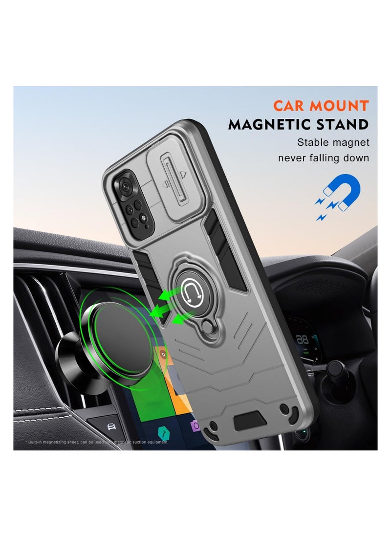 GOLDEN MASK GOLDEN MASK For Xiaomi Redmi Note 11 Pro/Note 11 Pro 5G Armored Window Bracket Camera Shield Cover Camera Lend Protection With Ringe (Grey)  - Image 5