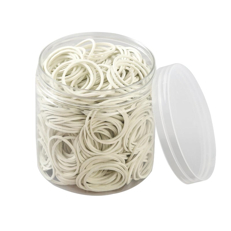 ZZJMCH 600Pcs 1inch Small Rubber Bands Stretchable Rubber Elastics Bands General Purpose Elastic Stretchable Bands Sturdy Rubber Bands for Home, Office, School, Stationery Supplies (White) - Image 1