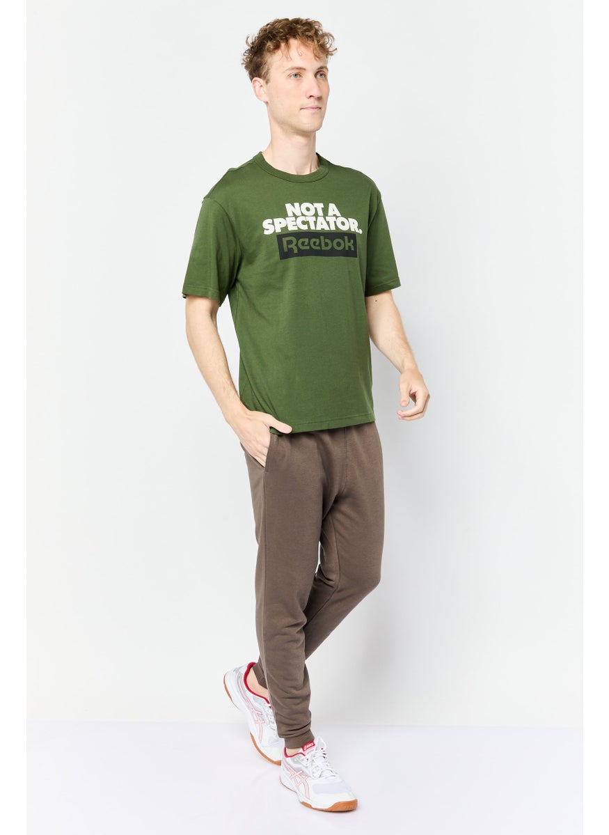 Reebok Men Sportswear Fit Short Sleeve Outdoor T-Shirt, Dark Green  - Image 4