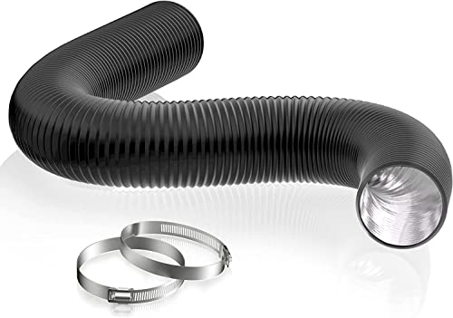 HG POWER 4 Inch Dryer Vent Hose, 16 Feet Long Flexible PVC Hose, Three Layer Noise Reducer Hose Aluminum Ducting for Heating Cooling Ventilation AC Exhaust Black - Image 1