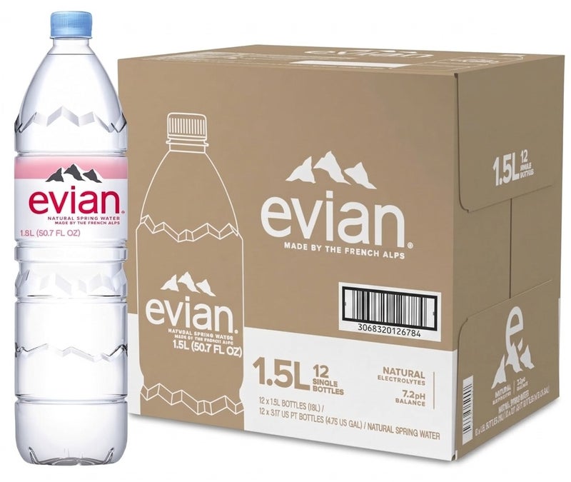 إيفيان مياه معدنية طبيعية، عبوة من 12 زجاجة سعة 1.5 لتر - Image 1