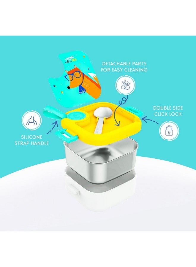 Rabitat rabitat LUNCHMATE Mini Stainless Steel Lunch Box Young Wild & Free 500 ml - 2 Years Brand Warranty | Tiffin Box for Kids | Steel Lunch Box for School Girls and Boys  - Image 4