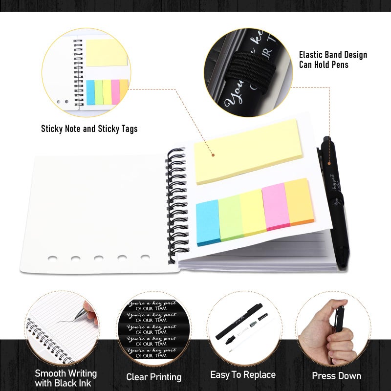 Resurhang 48 Pcs/24 Set Valentines Employee Appreciation Gift for Coworkers Staff Teacher Positive A6 Spiral Journal Notebook with Pen Office for Team Group(Black,Team Together) - Image 3