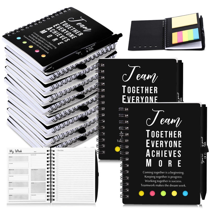Resurhang 48 Pcs/24 Set Valentines Employee Appreciation Gift for Coworkers Staff Teacher Positive A6 Spiral Journal Notebook with Pen Office for Team Group(Black,Team Together) - Image 1