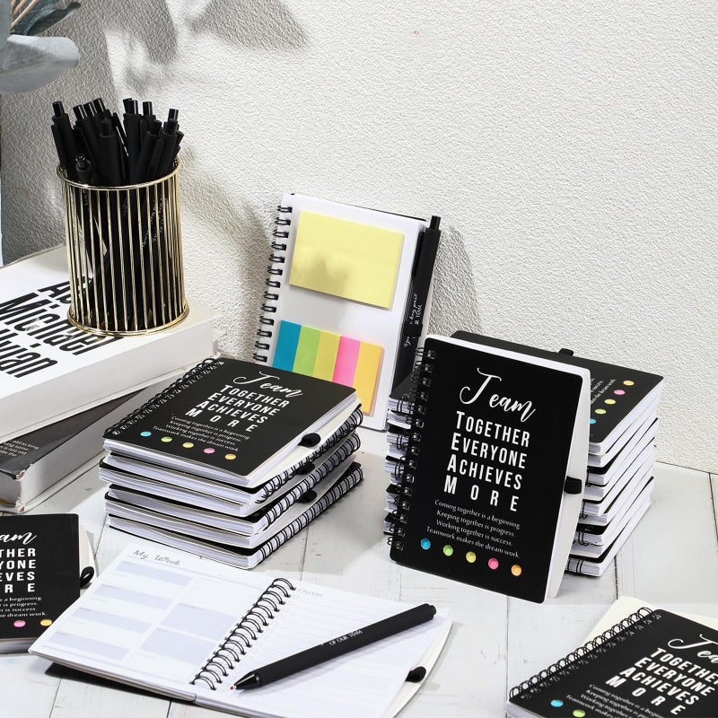 Resurhang 48 Pcs/24 Set Valentines Employee Appreciation Gift for Coworkers Staff Teacher Positive A6 Spiral Journal Notebook with Pen Office for Team Group(Black,Team Together) - Image 4