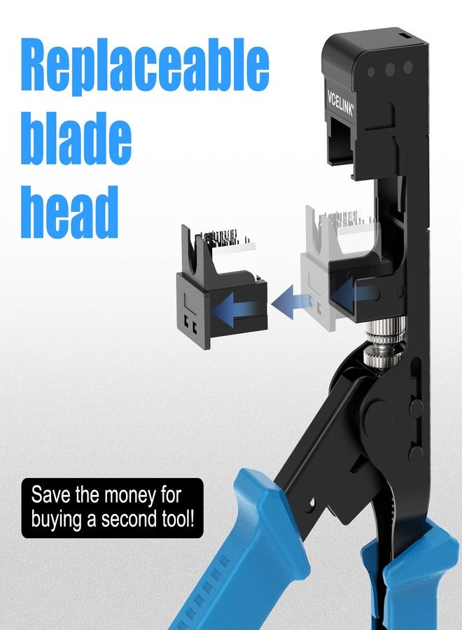 VCELINK Speed Termination Tool for VCE 90-Degree Keystone Jacks Bundle with 20-Pack CAT6 Keystone Jacks UL-Listed, 25-Pack RJ45 Connectors, 1-Pack Blue Mini Wire Stripper - Image 5