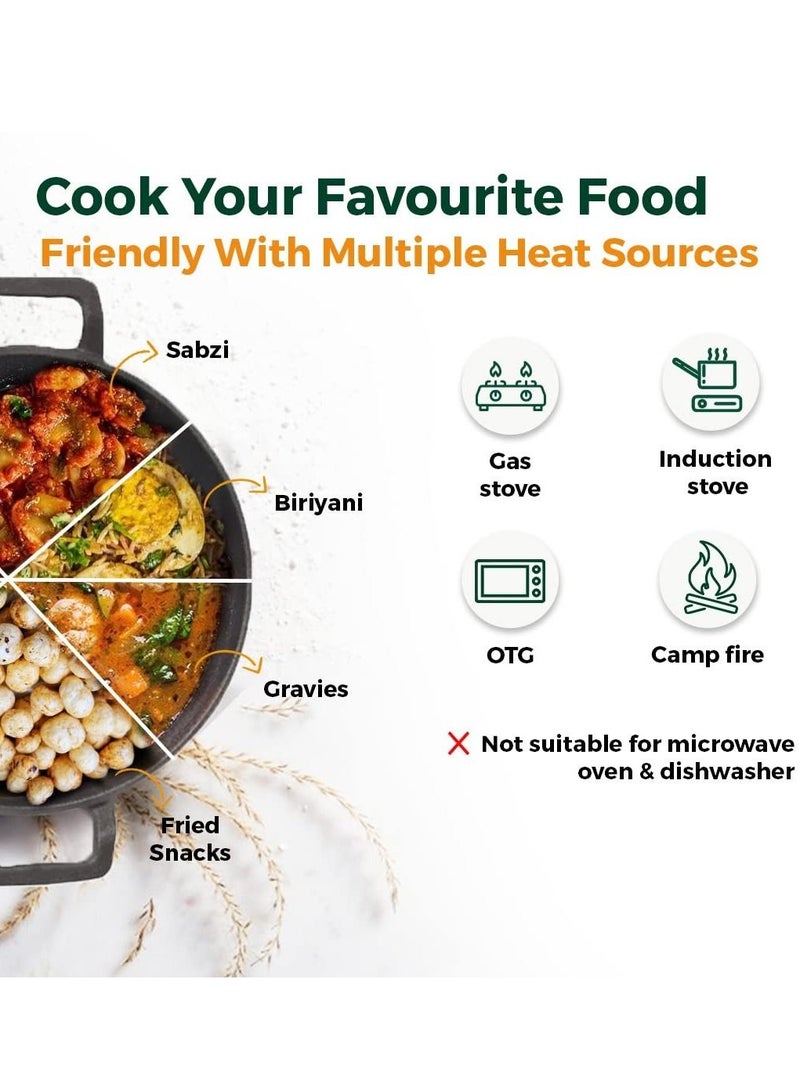 Pre Seasoned Cast Iron Kadhai  10 Inch - Image 3