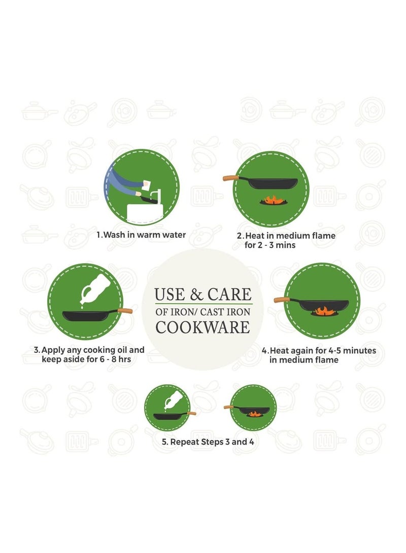 Pre Seasoned Cast Iron Kadhai  10 Inch - Image 5