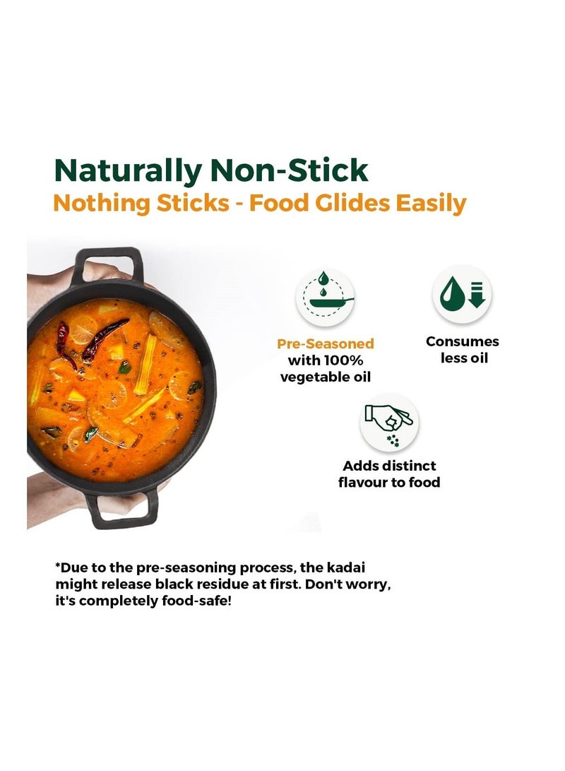 Pre Seasoned Cast Iron Kadhai  10 Inch - Image 2