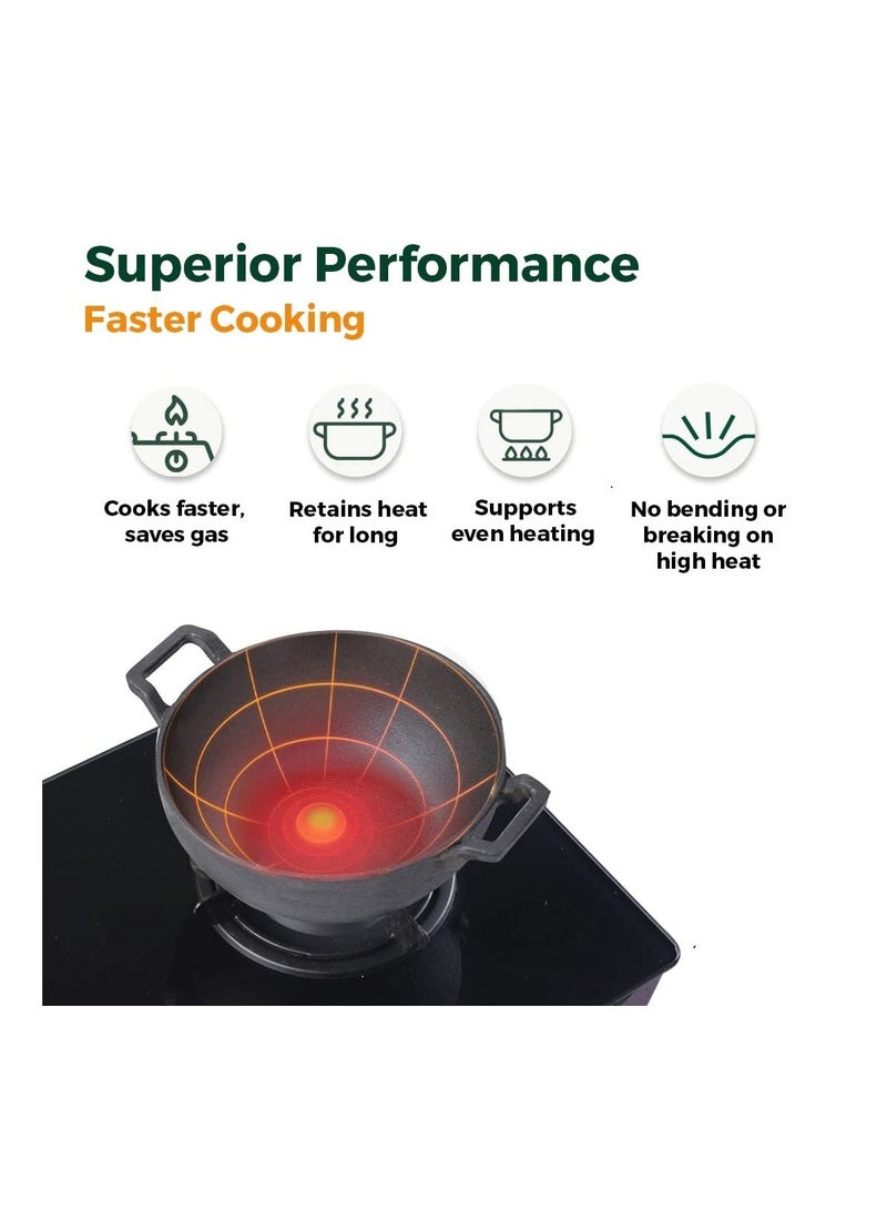 Pre Seasoned Cast Iron Kadhai  10 Inch - Image 4