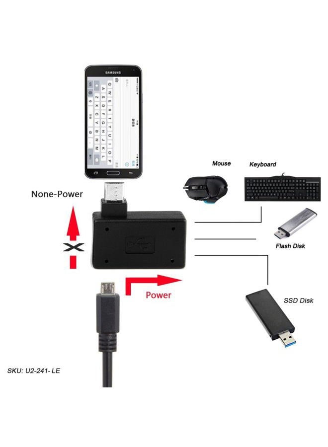 Chenyang Micro USB OTG Power Adapter 2 in 1 Micro USB Male to USB 2.0 Female 90 Degree Left Angled Connector Adapter - Image 2