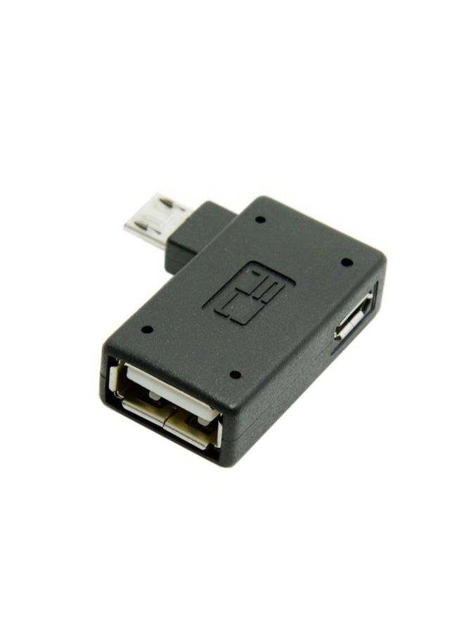 Chenyang Micro USB OTG Power Adapter 2 in 1 Micro USB Male to USB 2.0 Female 90 Degree Left Angled Connector Adapter - Image 1
