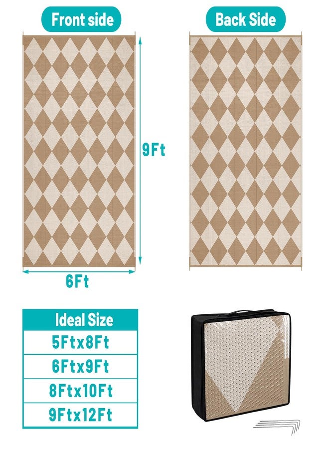 هيبي سجادة خارجية مقاومة للماء من هيبي، مقاس 6x9، سجادة بلاستيكية قابلة للعكس، سجادة تخييم، سجادة فناء داخلية وخارجية، سجادة خارجية للشرفة، السطح، الكرفان، البلكونة، الفناء الخلفي، النزهات - Image 2