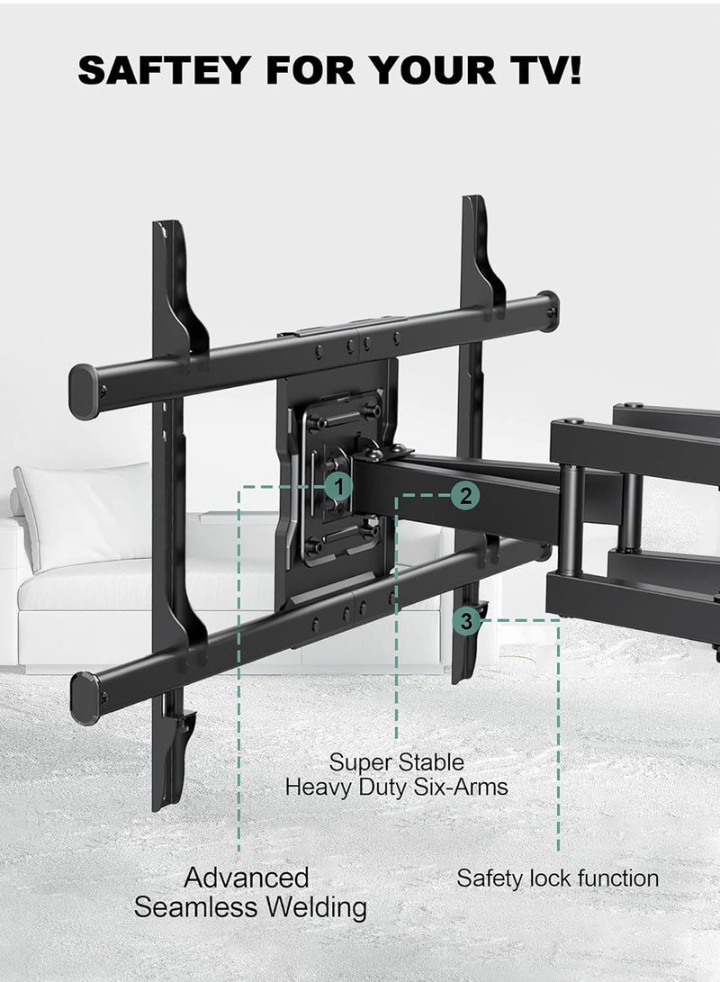 ELTRAZONE Full Motion TV Wall Mount Articulating Swivel Extension Arm Fit Most 37-75 inch TV up to 132lbs Max VESA 600x400mm - Image 5