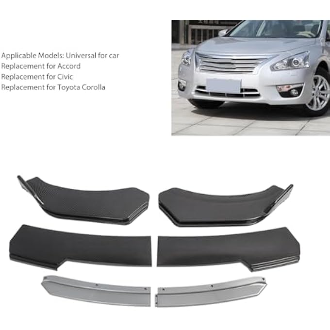 Jiawu Front Bumper Lip Spoiler, Easy Install Improve Stability Sporty Front Bumper Splitter Match for (Grey Lip) - Image 3