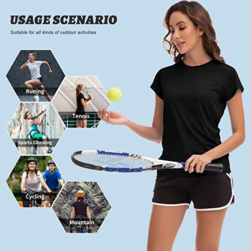 MEETWEE Women Rash Guard Short Sleeve T-Shirts Quick Dry Swim Shirt UPF 50+ UV Sun Protection Lightweight Workout Swim Top Black - Image 5
