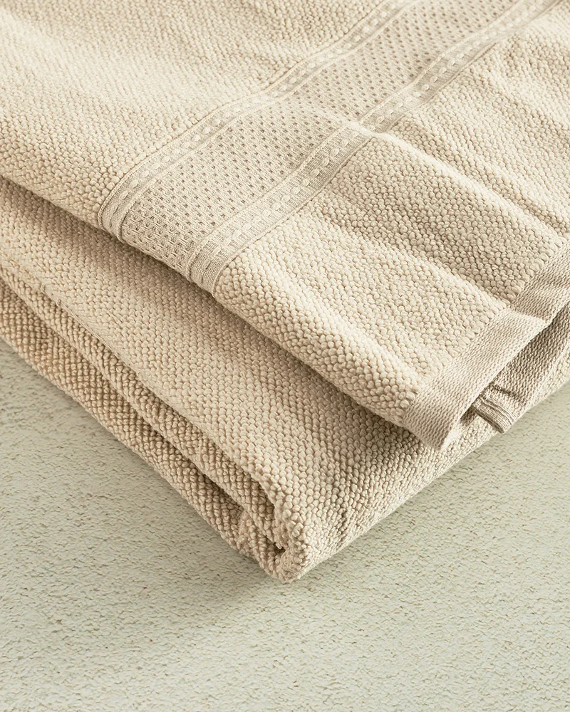 Redtag Beige Textured Cotton Beach Towel