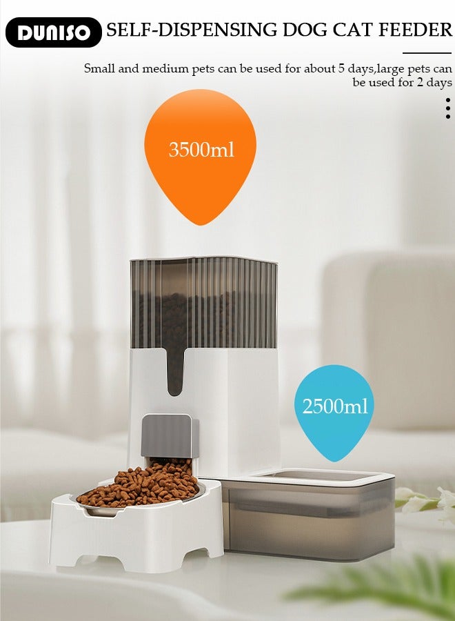 DUNISO مغذي وموزع مياه للكلاب والقطط 2 في 1، مغذي قطط بالجاذبية، مغذي قطط قابل للفصل، مجموعة وعاء طعام وماء للقطط، حاويات تخزين طعام الحيوانات الأليفة بسعة كبيرة للكلاب والقطط والحيوانات الأليفة الأخرى، مغذي للكلاب، مغذي وموزع مياه للسفر - Image 5