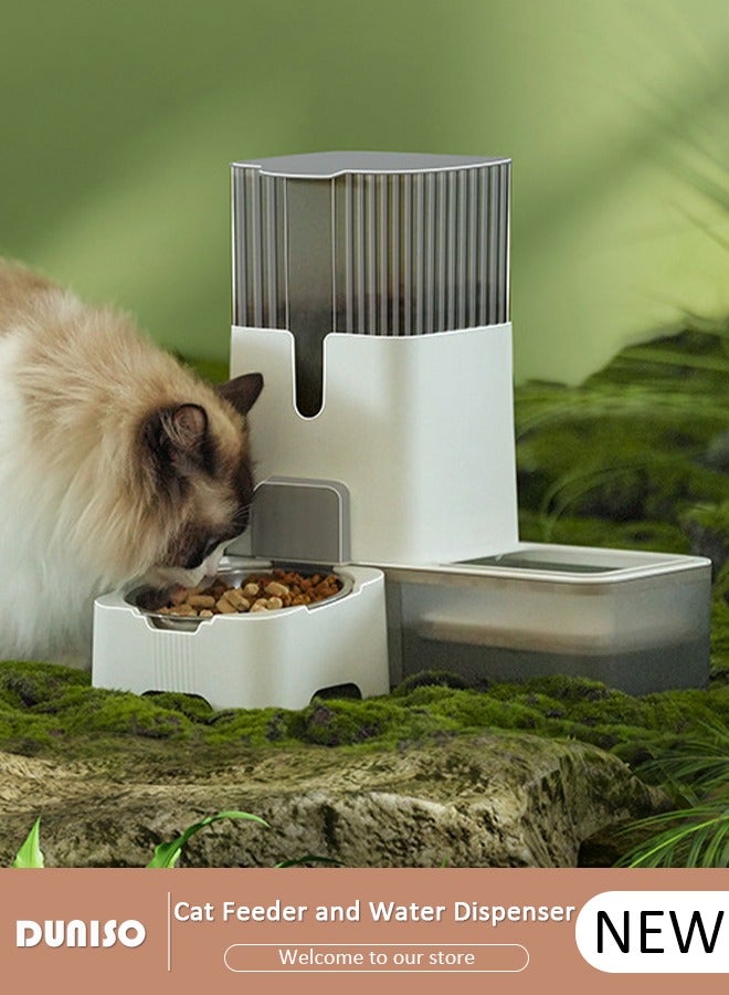 DUNISO مغذي وموزع مياه للكلاب والقطط 2 في 1، مغذي قطط بالجاذبية، مغذي قطط قابل للفصل، مجموعة وعاء طعام وماء للقطط، حاويات تخزين طعام الحيوانات الأليفة بسعة كبيرة للكلاب والقطط والحيوانات الأليفة الأخرى، مغذي للكلاب، مغذي وموزع مياه للسفر - Image 1