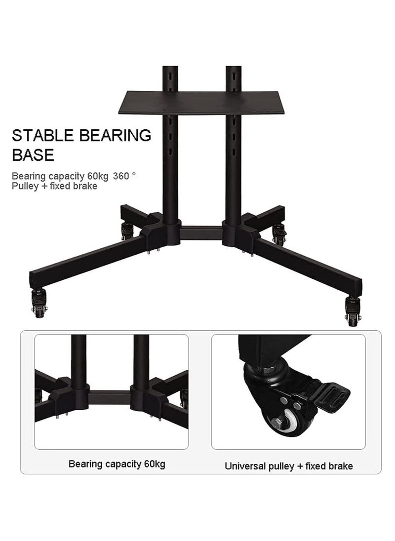 ELTRAZONE Economical Series TV Cart/Mobile TV Stand with Rolling Casters and Shelf, Max VESA 600x400 Compatible TV Mount Bracket Fits Displays 37 to 70 Inch, Weight 50kg.TV Floor Stand - Image 2