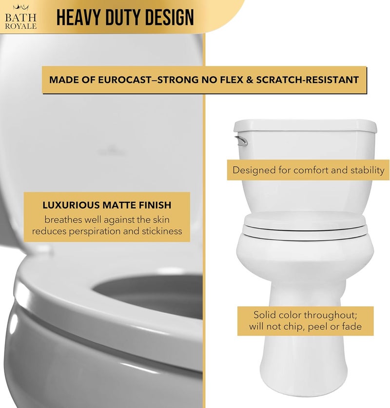 Bath Royale Heavy Duty & Soft Close Toilet Seat Elongated BR237-00 Scratch Resistant, Fits All Toilet Brands, MasterSuite Series - Image 4