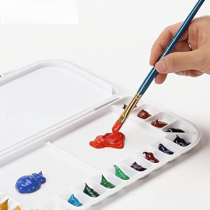 53 Arts Airtight 20 Well Watercolor Folding Palette with 2 Mixing Areas and a Removable Clear Tray, Colour Mixing Pallet, Painting Accessories, Color Plate, Acrylic Paint Tray for Painting - Image 2