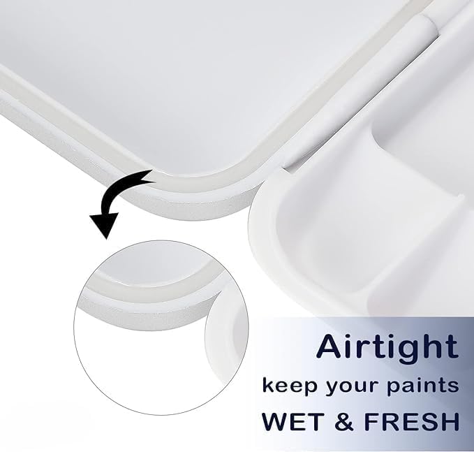 53 Arts Airtight 20 Well Watercolor Folding Palette with 2 Mixing Areas and a Removable Clear Tray, Colour Mixing Pallet, Painting Accessories, Color Plate, Acrylic Paint Tray for Painting - Image 4