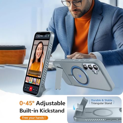 KARWAN®? Ultra Hybrid Matte Back Cover Case Compatible with Magnetic Stand for Samsung Galaxy S25FE | Wireless Charging | Camera Bump Protection (6.7 inch) (Grey) - Image 5